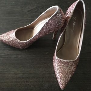 Rose gold glitter heels size 7
